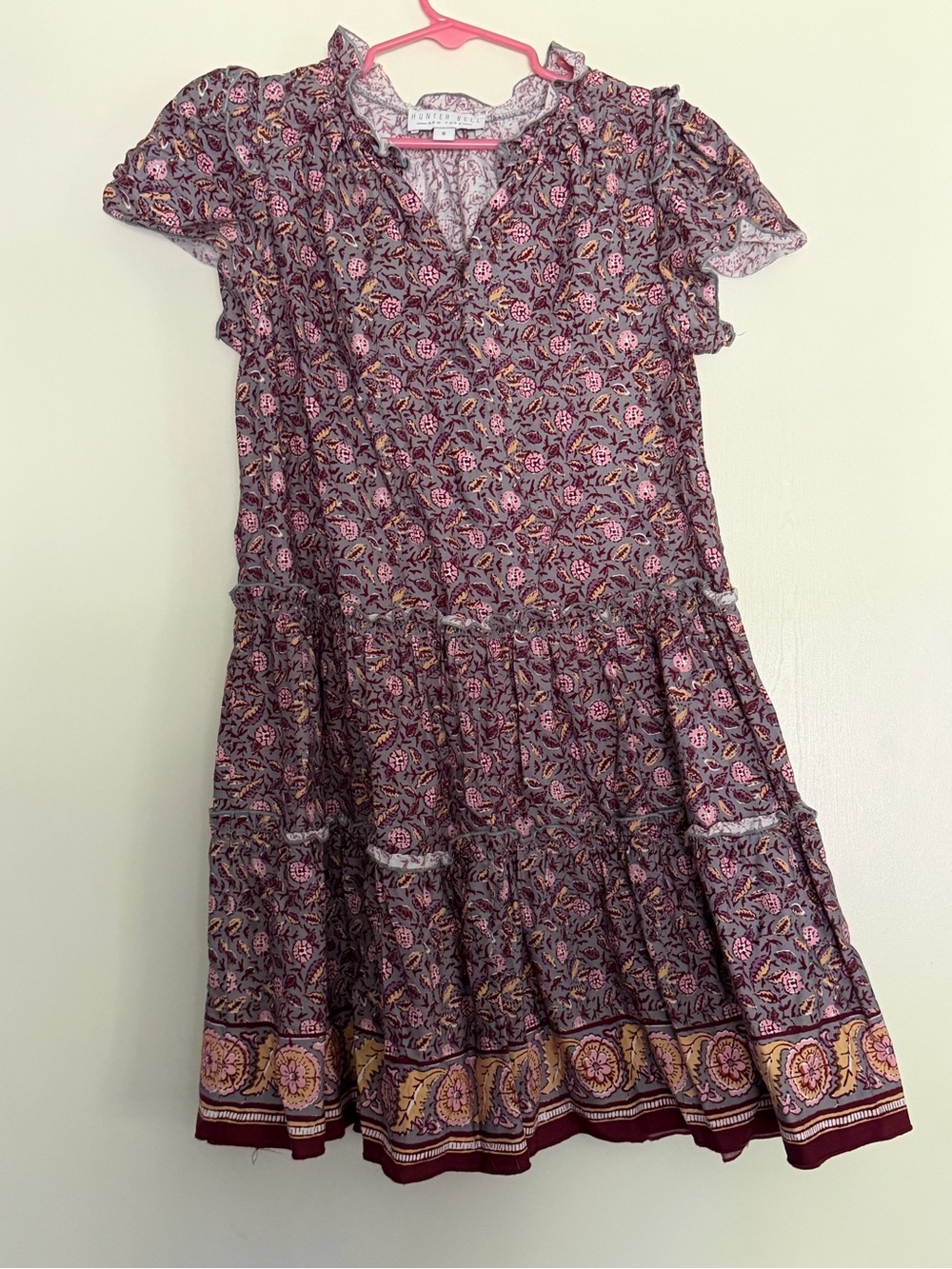 HUNTER BELL Girls Floral Print Dress in Purple, Pink & Yellow